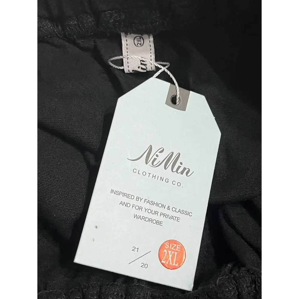 NiMen Women's Plus Size Black Casual Pants Elastic Waist SIZE 2XL NWT